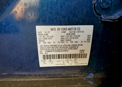 2022 Ford Explorer Limited z USA, uszkodzony, nr VIN 1FMSK7FH2NGA55004